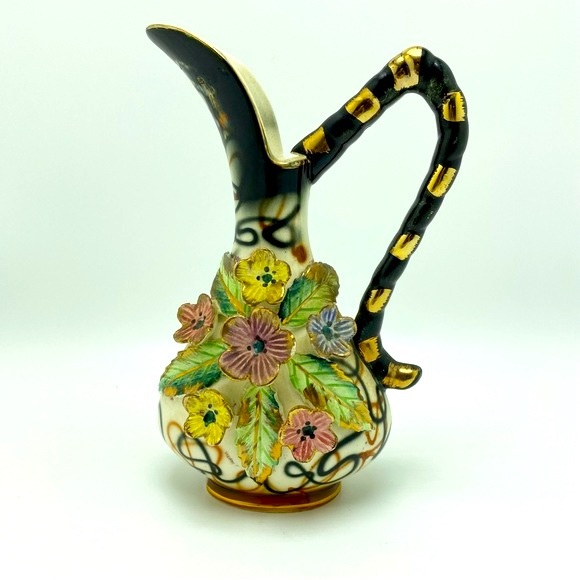 Rare Vintage H. Bequet Capodimonte Pitcher Vase Quaregnon Belgium Porcelain - Picture 2 of 8